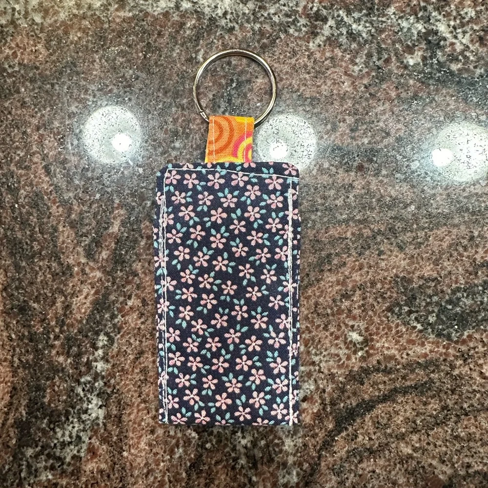 Handmade lip balm holder keychain- floral print
